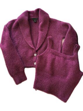 House of Harlow 1960 -NWOT-Burgundy Cardigan & Tank Top Sweater Set- XS